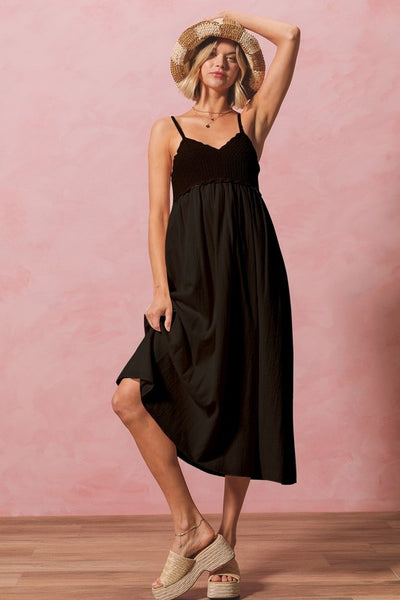 Elevate your warm-weather wardrobe with our stunning Black Crochet Contrast Sun Dress. This chic and versatile piece combines timeless elegance with modern functionality for a standout look at any occasion.
Design Details: Features intricate crochet detailing at the top that adds a touch of sophistication and femininity.
Comfortable Fit: The lightweight, lined, breathable fabric ensures you stay cool and comfortable all day long, whether you're strolling on the beach or attending a garden party. 