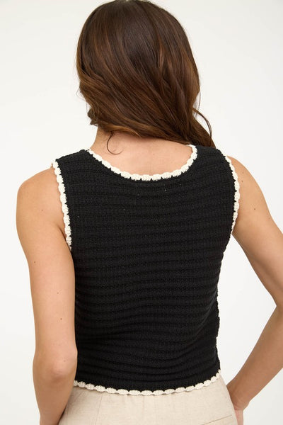 Black Crochet Sleeveless Top
