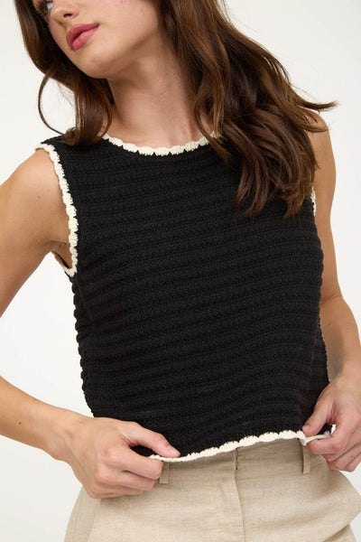 Black Crochet Sleeveless Top