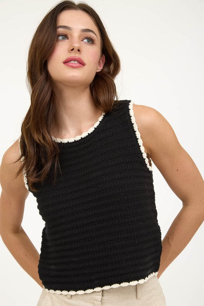 Black Crochet Sleeveless Top
