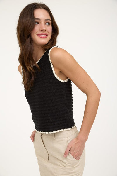 Black Crochet Sleeveless Top