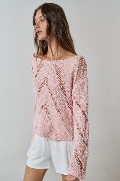 Stay effortlessly cool in our pink Boucle Light Weight Boat Neck Sweater Top. With a playful boat neckline and lightweight material, this sweet top is perfect for any casual outing. The perfect addition to your wardrobe! Product Details: 100% polyester
