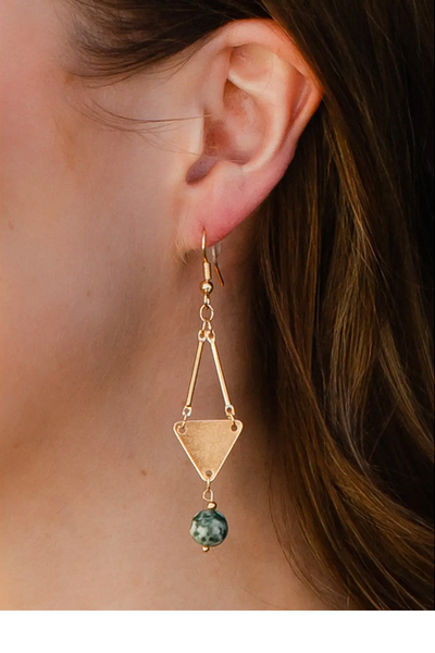 Gold Statement Triangle Dangle Earrings