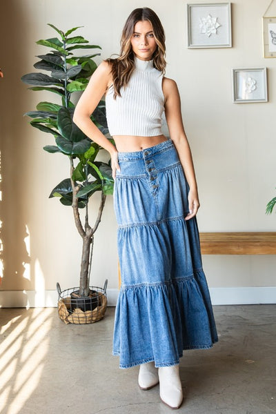 3 Tiered Denim Skirt