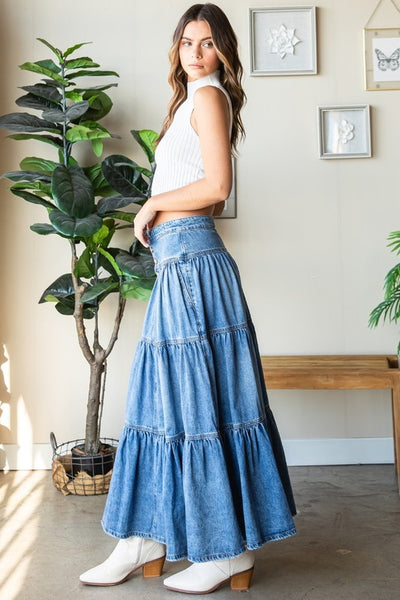 3 Tiered Denim Skirt