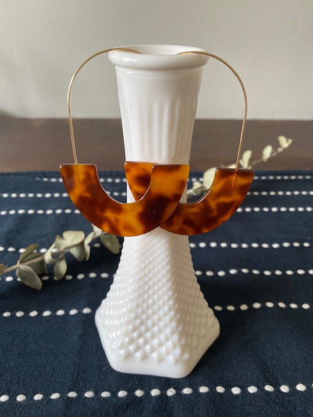 Acrylic Tortoise Drop Hoop Earrings