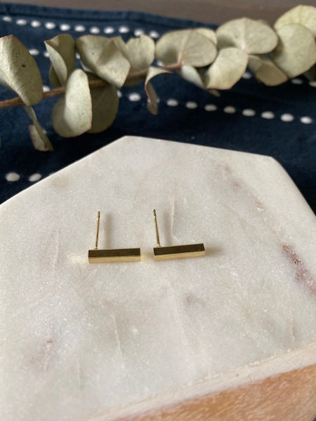 Gold Bar Stud Earrings
