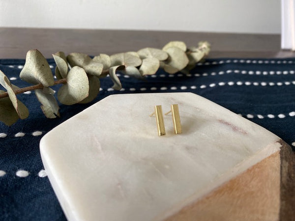 Gold Bar Stud Earrings