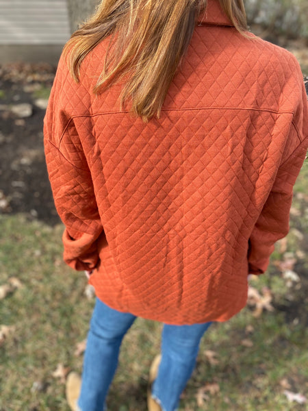Cognac Quilted Shacket