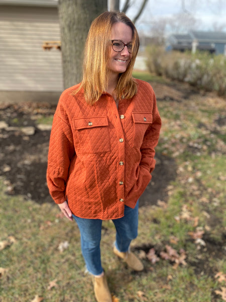 Cognac Quilted Shacket