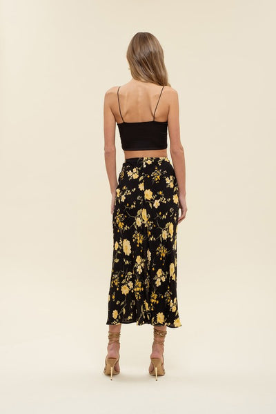 Black Floral Midi Skirt