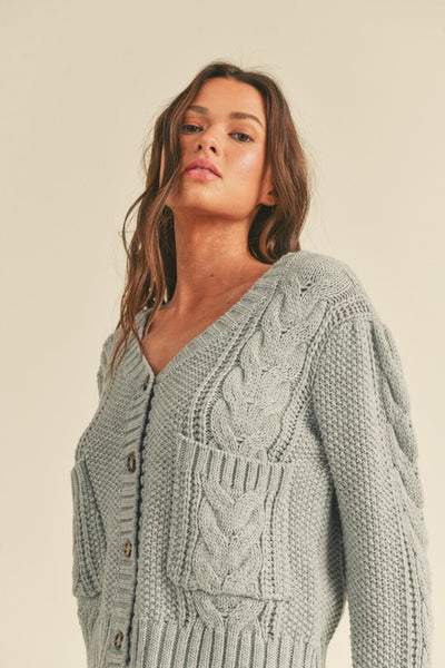 Grey Pocket Knit Cardigan