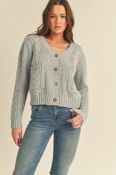 Grey Pocket Knit Cardigan