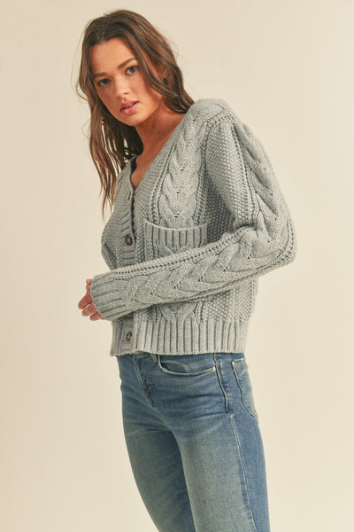 Grey Pocket Knit Cardigan