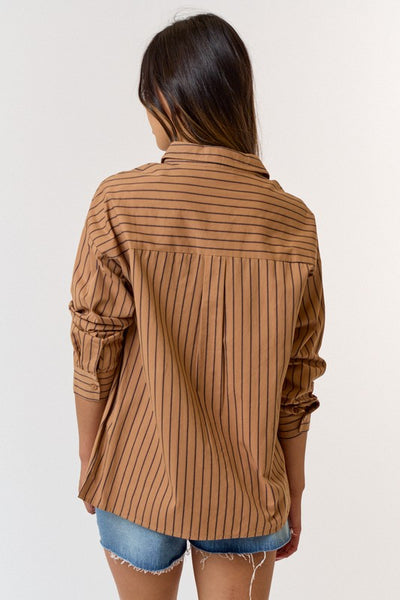 Brown Striped Button Down Shirt