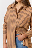 Brown Striped Button Down Shirt