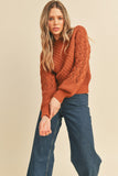 Our brick Pointelle knit sweater is guaranteed to elevate your layering game! With a ribbed crew neck, long puff sleeves mixed with ribbed cuffs, and a ribbed hem, it's a cozy-yet-sophisticated style. Pointelle knit is a delicate and intricate technique that adds both femininity and texture--check out the beautiful pattern details! You'll love to snuggle up in this one. Product Details:  100% Acrylic  Size up for roomier fit Long puff sleeves Pullover style Ribbed hem Crew neck