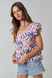 Printed Ruffled Top