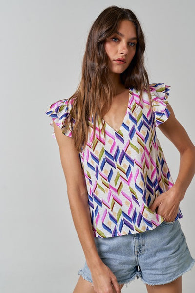 Printed Ruffled Top