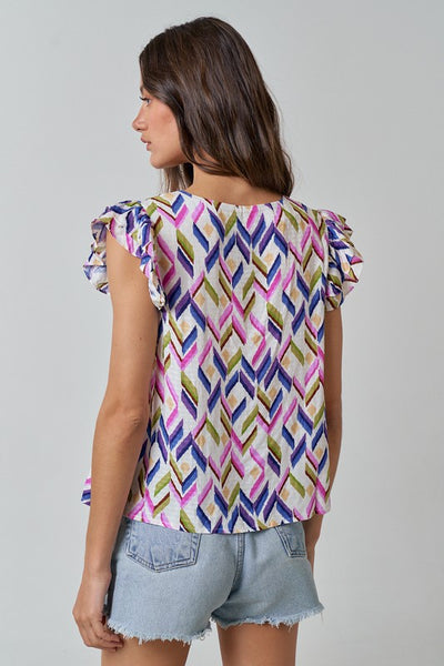 Printed Ruffled Top