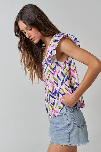 Printed Ruffled Top