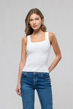 White Square Neck Knit Tank