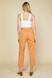 These are the perfect warm weather pants. Featuring a elastic tie waist and light weight fabric. These clay color pants can be styled so many ways - pair with a white tank and denim jacket or a cute floral blouse.  Product Details:  Tie front belt 100% cotton