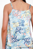 Our colorful botanical print camisole tank will be a luxurious addition to your summer wardrobe. It is so comfortable you'll never want to take it off! Team it with our matching satin wide leg pants or for a more casual direction pair with white jeans and flip flops.  Product details:  100% Polyester  Relaxed fit Adjustable straps
