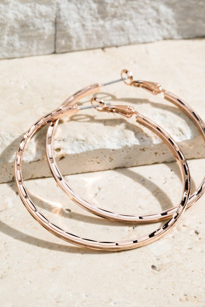 Textured Brass Hoop Earrings