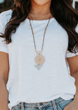 Long Necklace with Wicker Accent