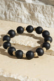 Wood and Steel Beaded Stretch Bracelet