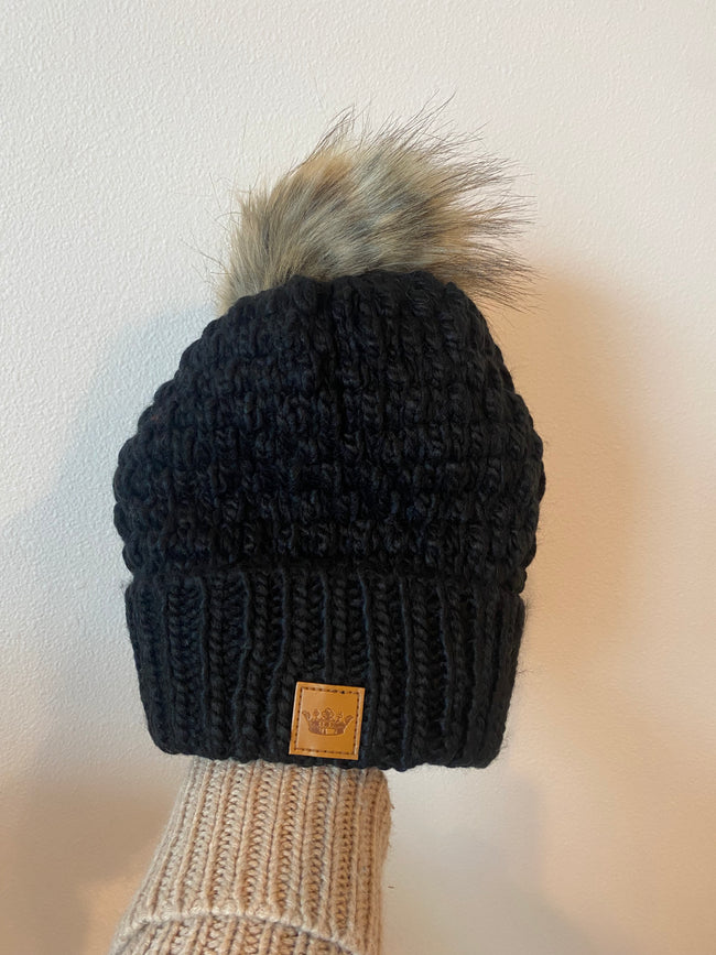 Black Cable Knit Hat