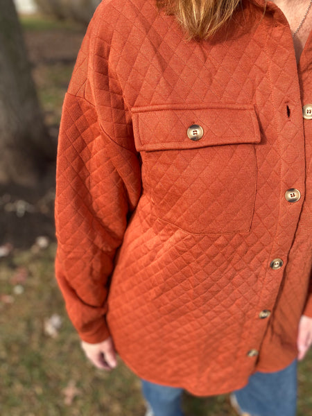Cognac Quilted Shacket
